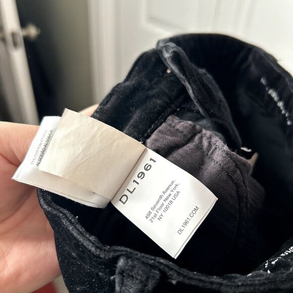 DL1961 Chrissy Ultra High Rise Black Velvet Button Fly Jeans Women's Size 24 - Picture 10 of 11